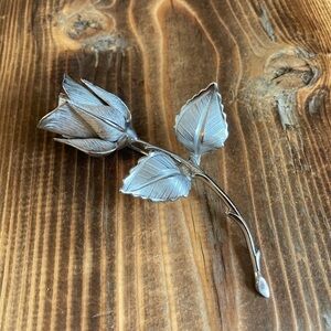 Signed Giovanni Silver Rose Brooch Vintage 1960's.